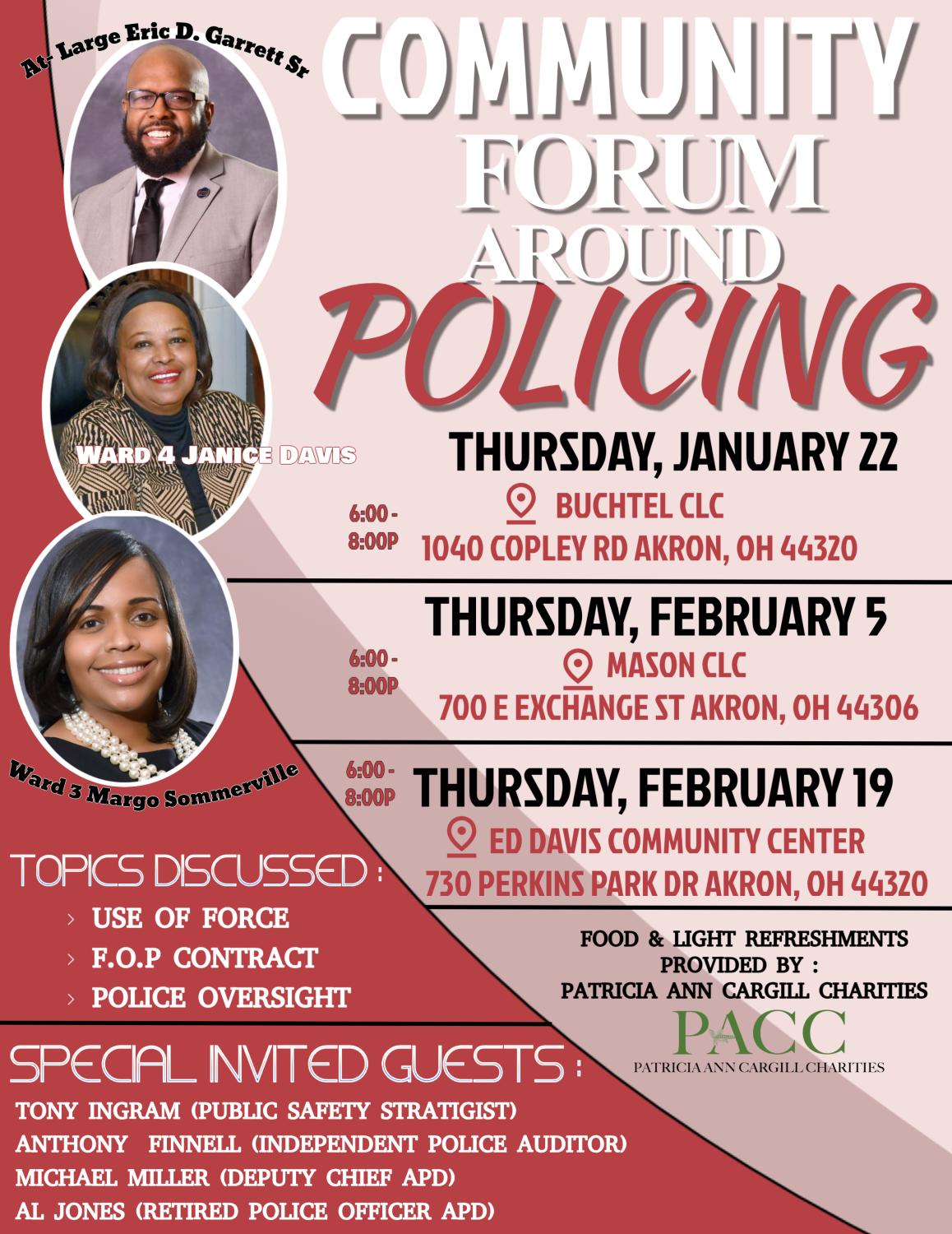flyer for community forum around policing